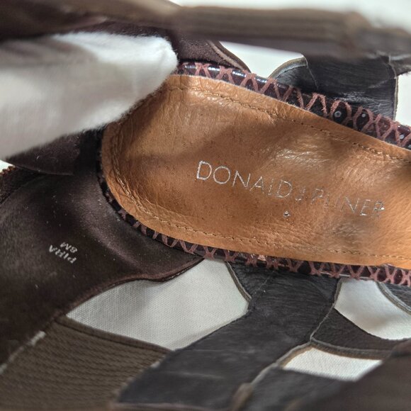 DONALD J PLINER Pira BROWN Watersnake & Stretchy Strappy Ankle Wedge Sandals 8M. - Picture 15 of 17
